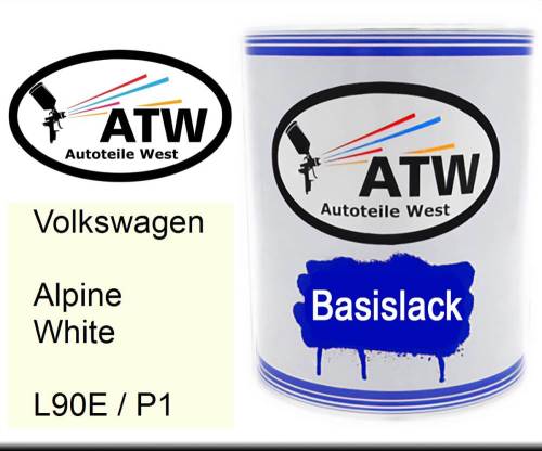 Volkswagen, Alpine White, L90E / P1: 1L Lackdose, von ATW Autoteile West.